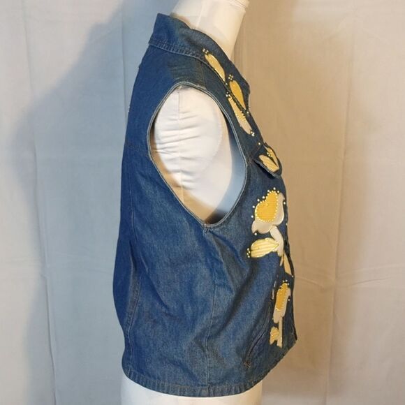 First Class Embellished Denim Women's Vest - Picture 3 of 7